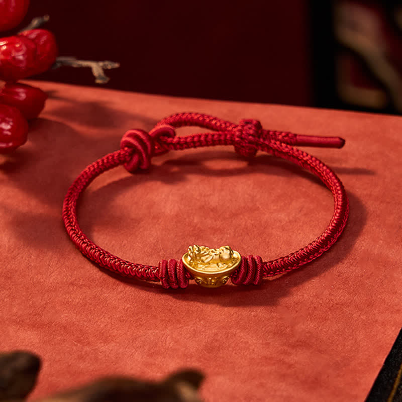Buddha Stones Armband aus einer Legierung namens Pi Xiu mit roter Schnur - image 11