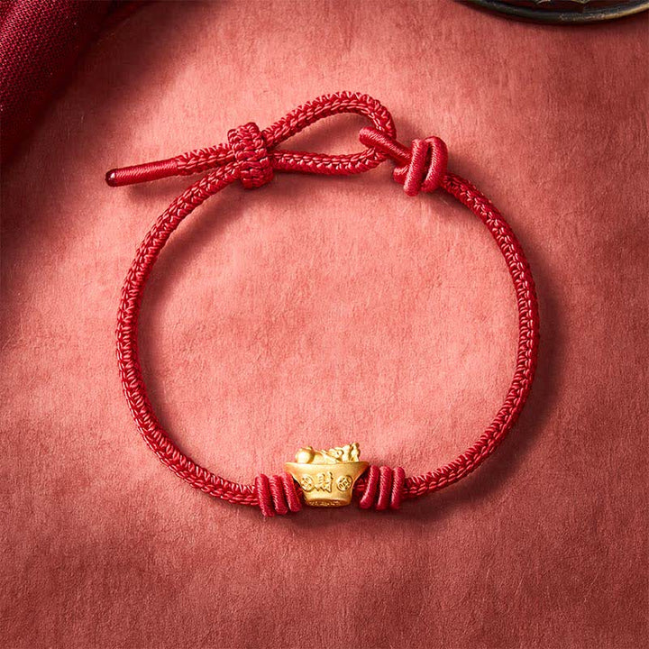 Buddha Stones Armband aus einer Legierung namens Pi Xiu mit roter Schnur - Dunkelrot - 6,7–7,5 Zoll/17–19 cm - image 9
