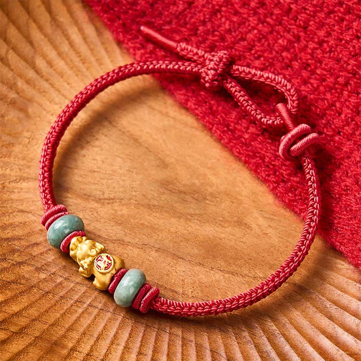 Buddha Stones Armband aus einer Legierung mit Pi-Xiu-Münze und roter Schnur - image 11