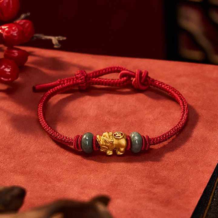 Buddha Stones Armband aus einer Legierung mit Pi-Xiu-Münze und roter Schnur - image 12