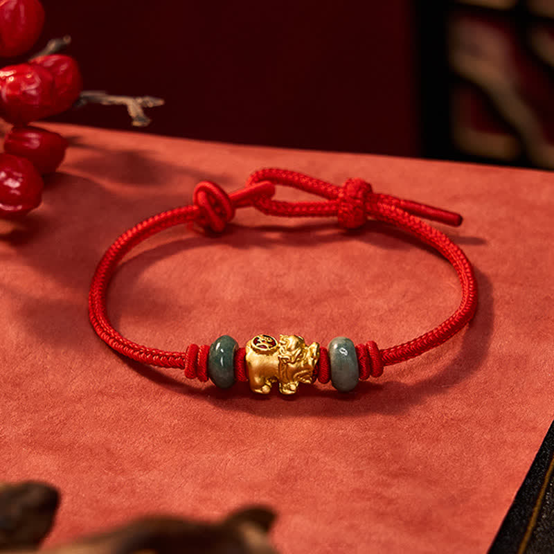 Buddha Stones Armband aus einer Legierung mit Pi-Xiu-Münze und roter Schnur - image 3
