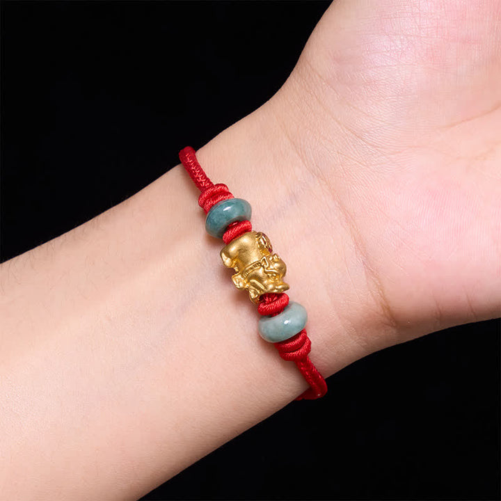 Buddha Stones Armband aus einer Legierung mit Pi-Xiu-Münze und roter Schnur - image 4