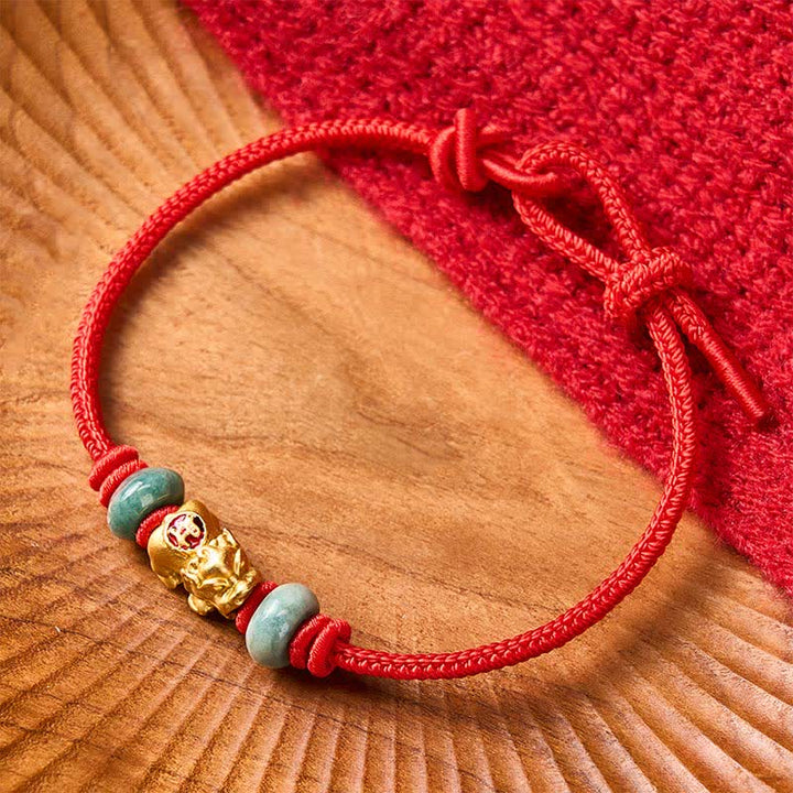Buddha Stones Armband aus einer Legierung mit Pi-Xiu-Münze und roter Schnur - image 2