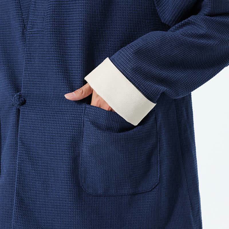 Buddha Stones Lässige Herrenjacke im Tang-Stil mit Froschknopfleiste, V-Ausschnitt und Taschen für den Herbst - image 16