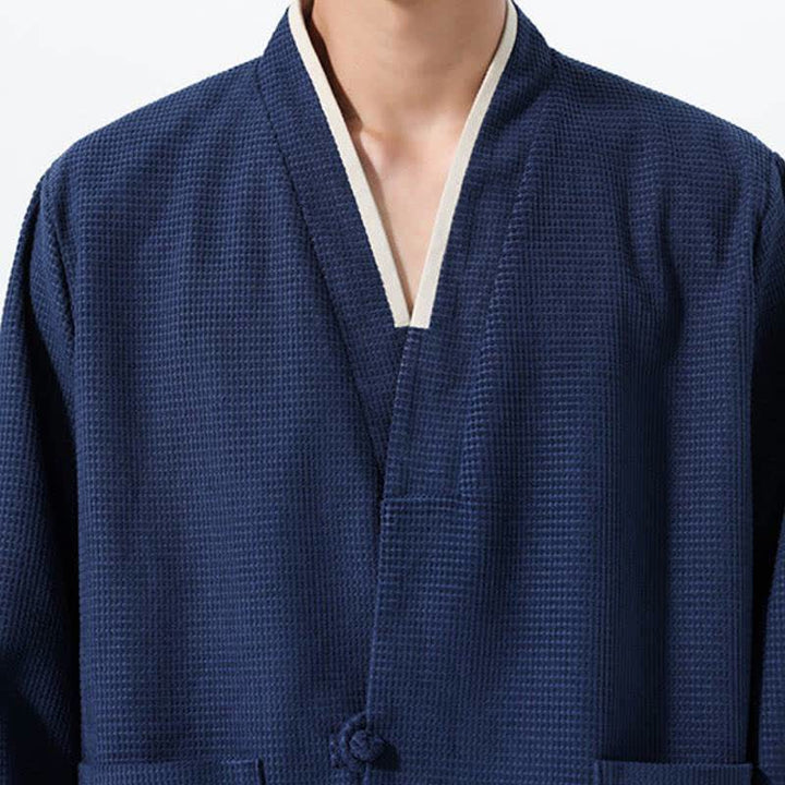 Buddha Stones Lässige Herrenjacke im Tang-Stil mit Froschknopfleiste, V-Ausschnitt und Taschen für den Herbst - image 15