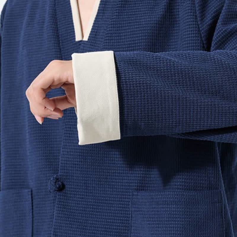 Buddha Stones Lässige Herrenjacke im Tang-Stil mit Froschknopfleiste, V-Ausschnitt und Taschen für den Herbst - image 17