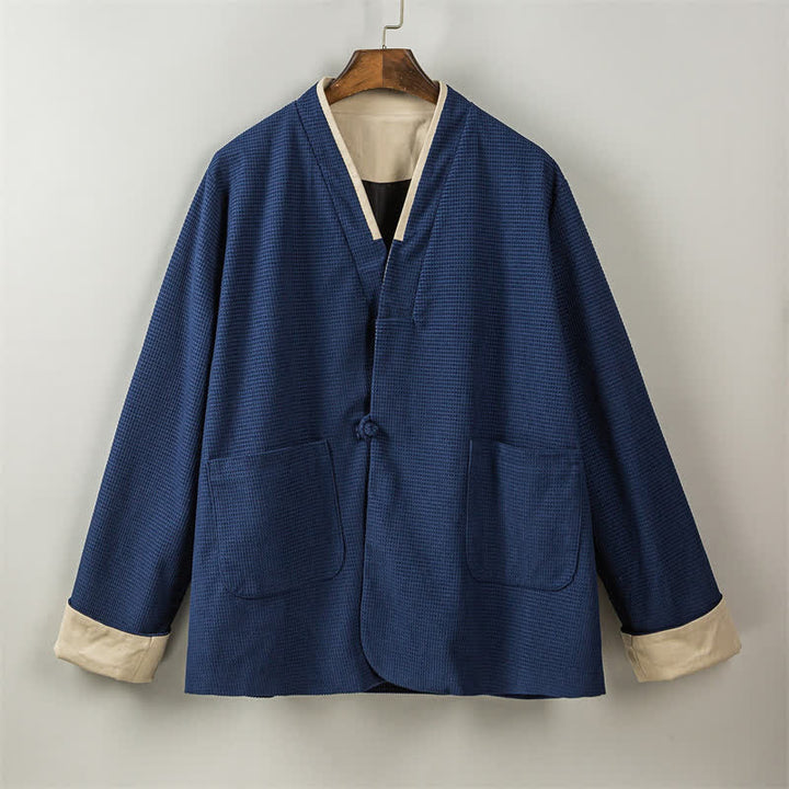 Buddha Stones Lässige Herrenjacke im Tang-Stil mit Froschknopfleiste, V-Ausschnitt und Taschen für den Herbst - image 19