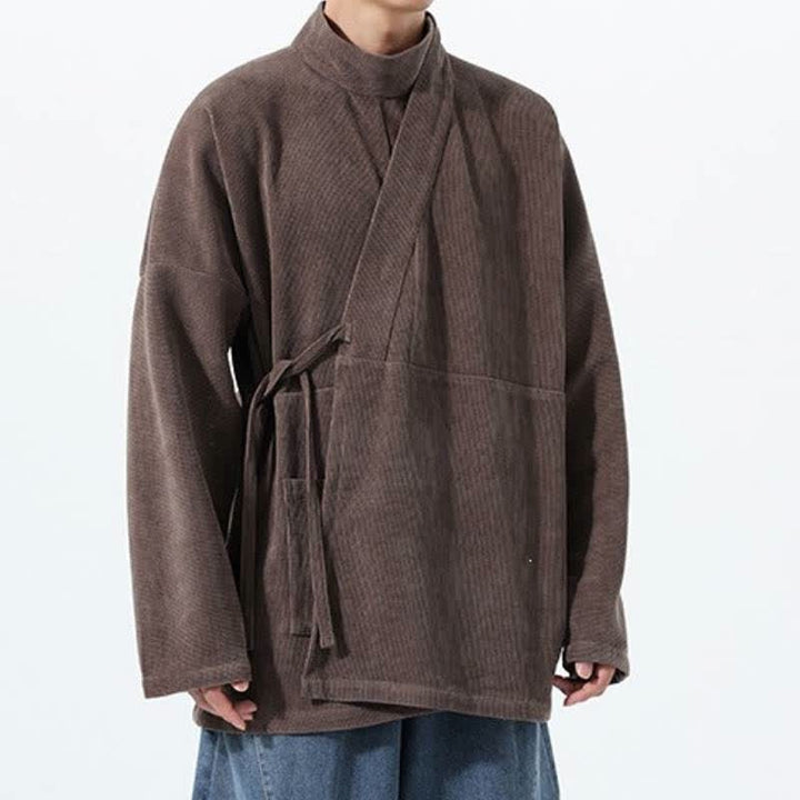 Buddha Stones Lässiger Kimono im Tang-Stil für Herren mit Stehkragen und Tasche für Herbst und Winter - image 6