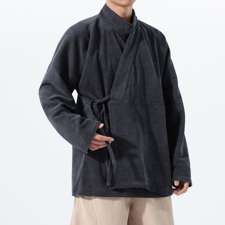 Buddha Stones Lässiger Kimono im Tang-Stil für Herren mit Stehkragen und Tasche für Herbst und Winter - image 12