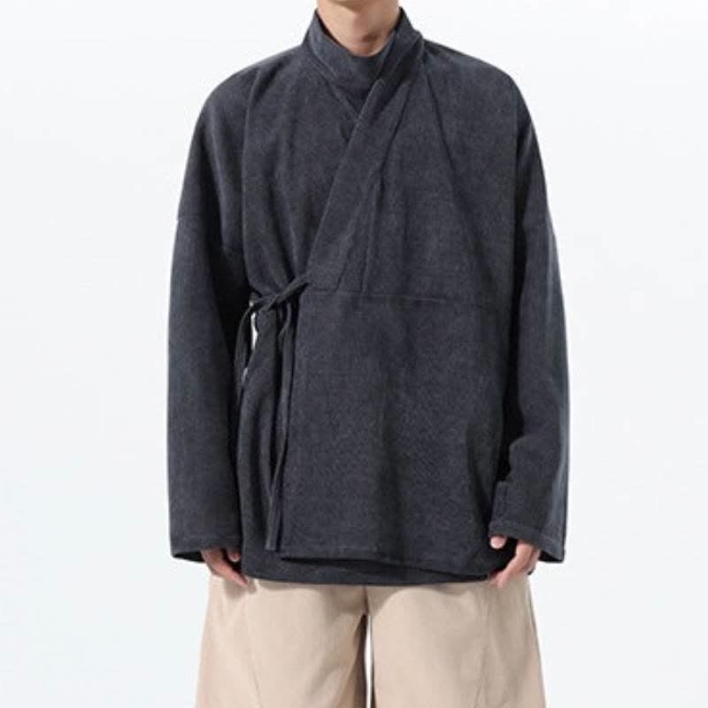 Buddha Stones Lässiger Kimono im Tang-Stil für Herren mit Stehkragen und Tasche für Herbst und Winter - image 13