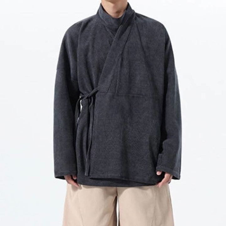 Buddha Stones Lässiger Kimono im Tang-Stil für Herren mit Stehkragen und Tasche für Herbst und Winter - image 13