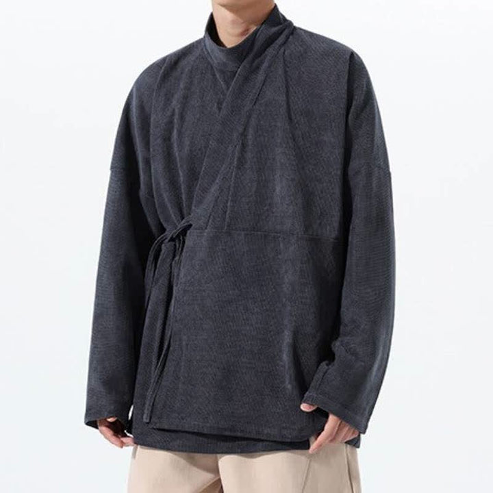 Buddha Stones Lässiger Kimono im Tang-Stil für Herren mit Stehkragen und Tasche für Herbst und Winter - image 9