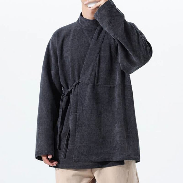 Buddha Stones Lässiger Kimono im Tang-Stil für Herren mit Stehkragen und Tasche für Herbst und Winter - image 10