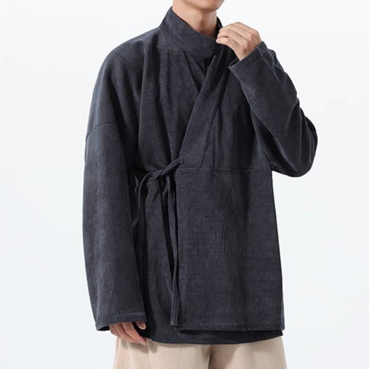Buddha Stones Lässiger Kimono im Tang-Stil für Herren mit Stehkragen und Tasche für Herbst und Winter - image 8