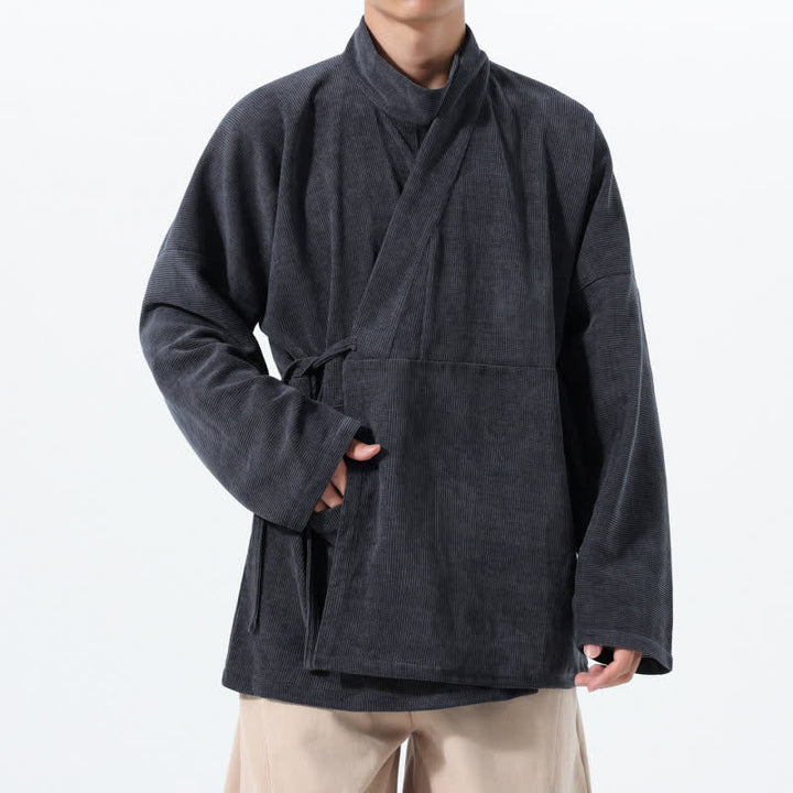 Buddha Stones Lässiger Kimono im Tang-Stil für Herren mit Stehkragen und Tasche für Herbst und Winter - DimGray - US/UK/AU46, EU56 (5XL) - image 7