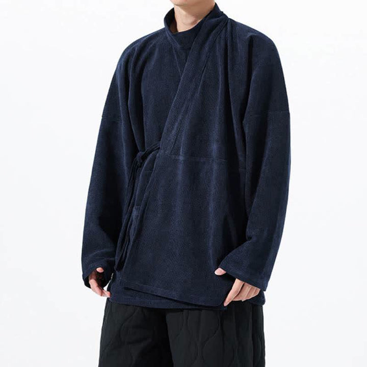 Buddha Stones Lässiger Kimono im Tang-Stil für Herren mit Stehkragen und Tasche für Herbst und Winter - image 16