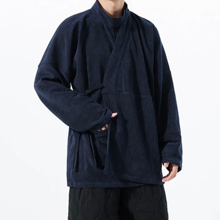 Buddha Stones Lässiger Kimono im Tang-Stil für Herren mit Stehkragen und Tasche für Herbst und Winter - image 19