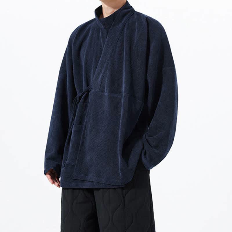 Buddha Stones Lässiger Kimono im Tang-Stil für Herren mit Stehkragen und Tasche für Herbst und Winter - image 20