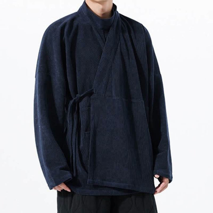Buddha Stones Lässiger Kimono im Tang-Stil für Herren mit Stehkragen und Tasche für Herbst und Winter - Marine - US/UK/AU46, EU56 (5XL) - image 15