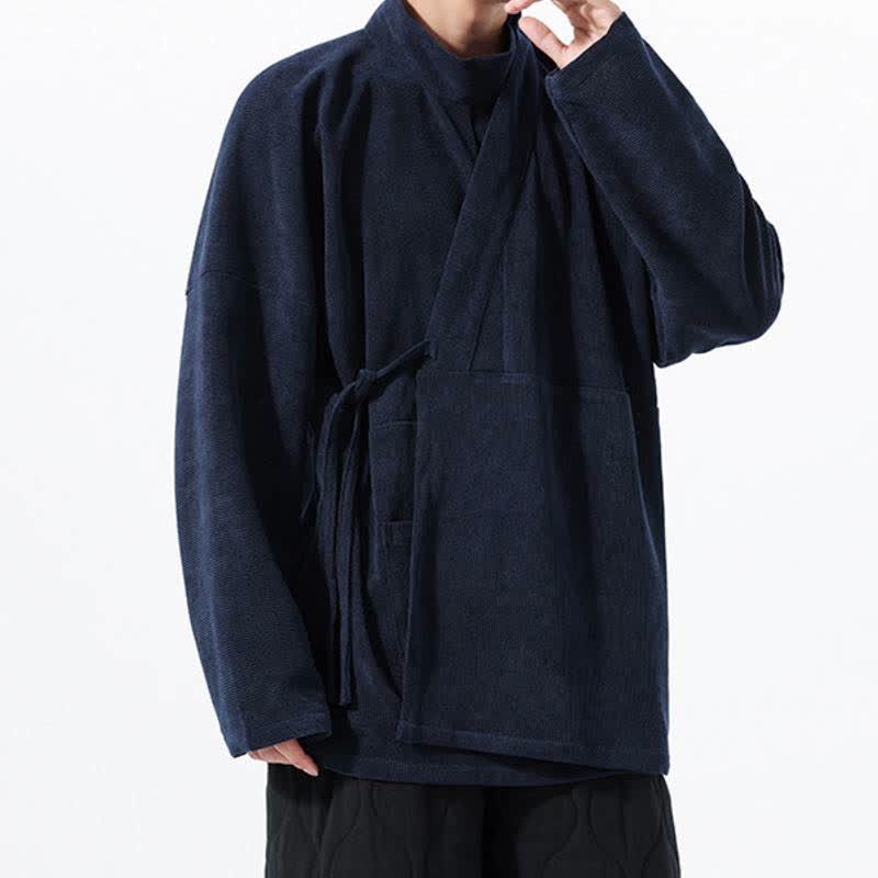 Buddha Stones Lässiger Kimono im Tang-Stil für Herren mit Stehkragen und Tasche für Herbst und Winter - image 17