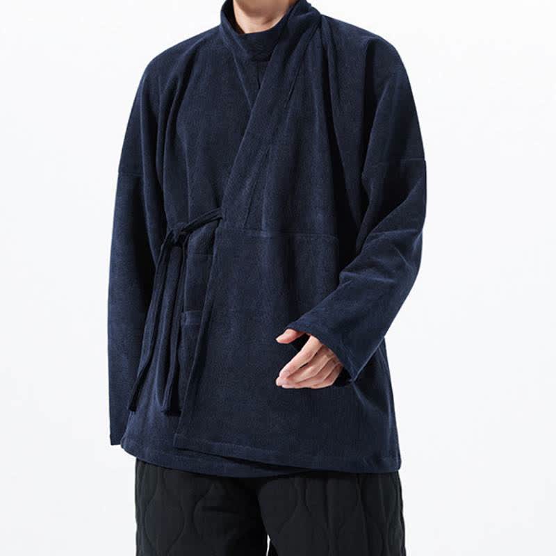 Buddha Stones Lässiger Kimono im Tang-Stil für Herren mit Stehkragen und Tasche für Herbst und Winter - image 18