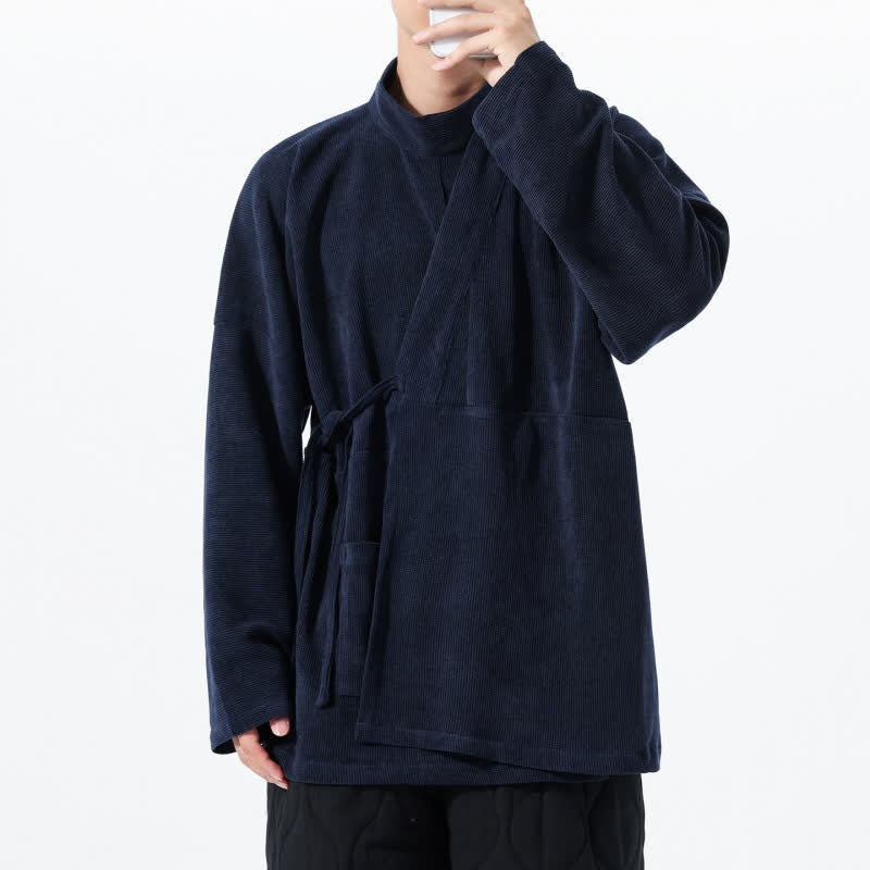 Buddha Stones Lässiger Kimono im Tang-Stil für Herren mit Stehkragen und Tasche für Herbst und Winter - image 22