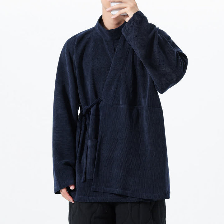 Buddha Stones Lässiger Kimono im Tang-Stil für Herren mit Stehkragen und Tasche für Herbst und Winter - image 22