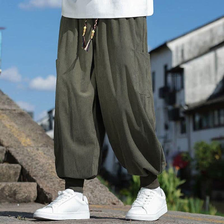 Buddha Stones Lässige Vintage-Herrenhose mit Kordelzug, Knöchellänge und Taschen – ideal für Herbst und Winter - image 4