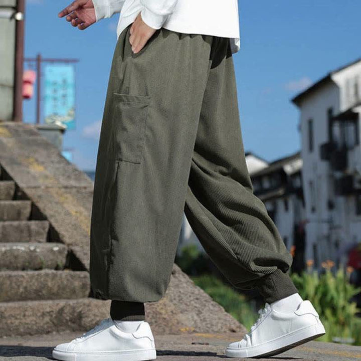 Buddha Stones Lässige Vintage-Herrenhose mit Kordelzug, Knöchellänge und Taschen – ideal für Herbst und Winter - image 6