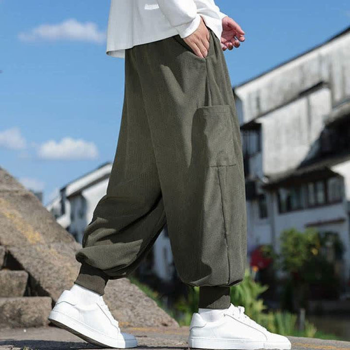 Buddha Stones Lässige Vintage-Herrenhose mit Kordelzug, Knöchellänge und Taschen – ideal für Herbst und Winter - image 5