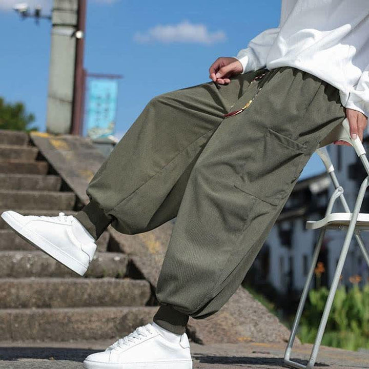 Buddha Stones Lässige Vintage-Herrenhose mit Kordelzug, Knöchellänge und Taschen – ideal für Herbst und Winter - image 7