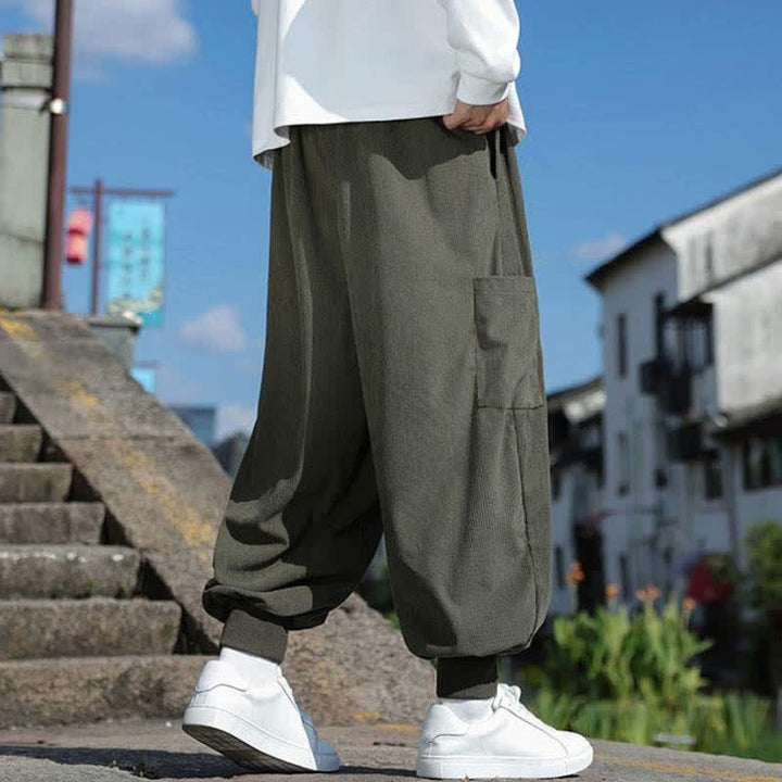 Buddha Stones Lässige Vintage-Herrenhose mit Kordelzug, Knöchellänge und Taschen – ideal für Herbst und Winter - image 3