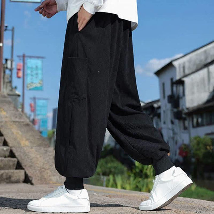 Buddha Stones Lässige Vintage-Herrenhose mit Kordelzug, Knöchellänge und Taschen – ideal für Herbst und Winter - image 14