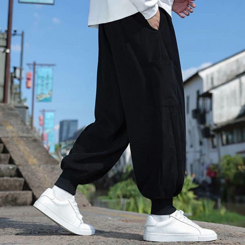Buddha Stones Lässige Vintage-Herrenhose mit Kordelzug, Knöchellänge und Taschen – ideal für Herbst und Winter - image 13