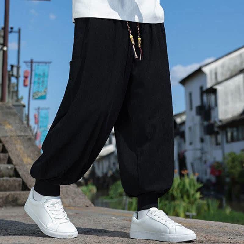 Buddha Stones Lässige Vintage-Herrenhose mit Kordelzug, Knöchellänge und Taschen – ideal für Herbst und Winter - image 11
