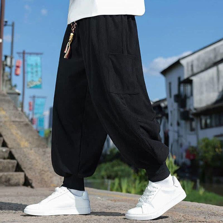 Buddha Stones Lässige Vintage-Herrenhose mit Kordelzug, Knöchellänge und Taschen – ideal für Herbst und Winter - image 12