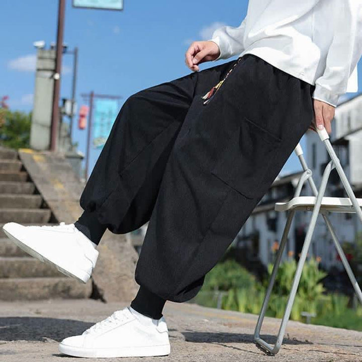 Buddha Stones Lässige Vintage-Herrenhose mit Kordelzug, Knöchellänge und Taschen – ideal für Herbst und Winter - image 15