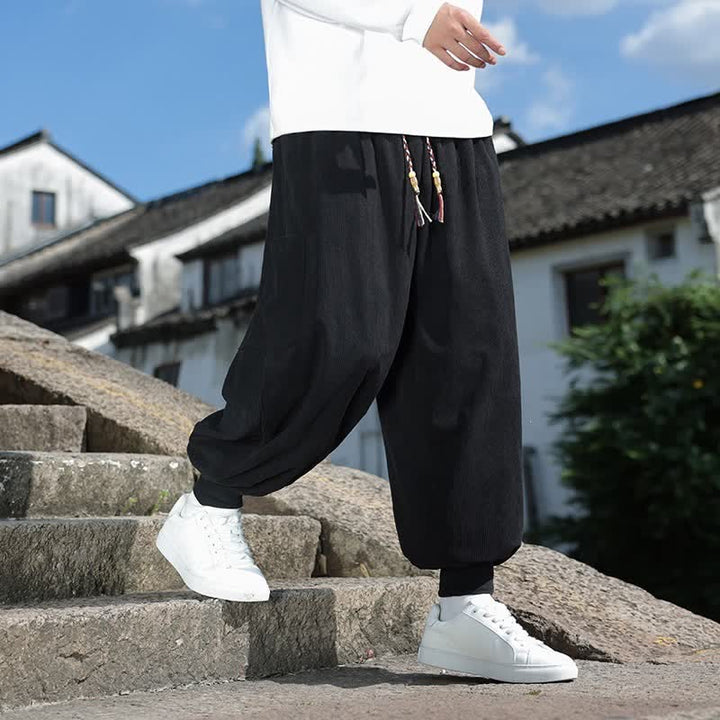 Buddha Stones Lässige Vintage-Herrenhose mit Kordelzug, Knöchellänge und Taschen – ideal für Herbst und Winter - image 9