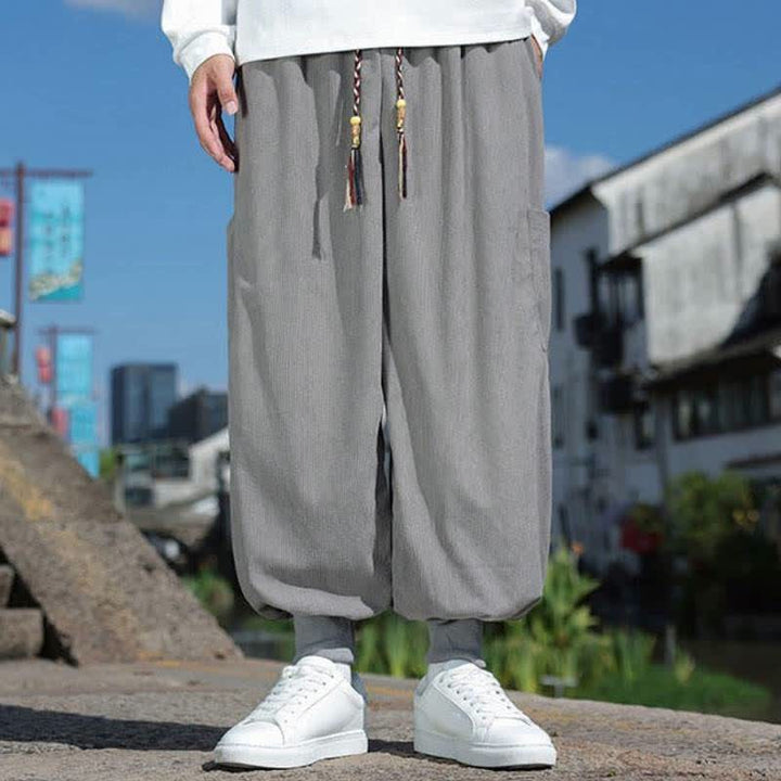 Buddha Stones Lässige Vintage-Herrenhose mit Kordelzug, Knöchellänge und Taschen – ideal für Herbst und Winter - Dunkelgrau - US/UK/AU46, EU56 (5XL) - image 16
