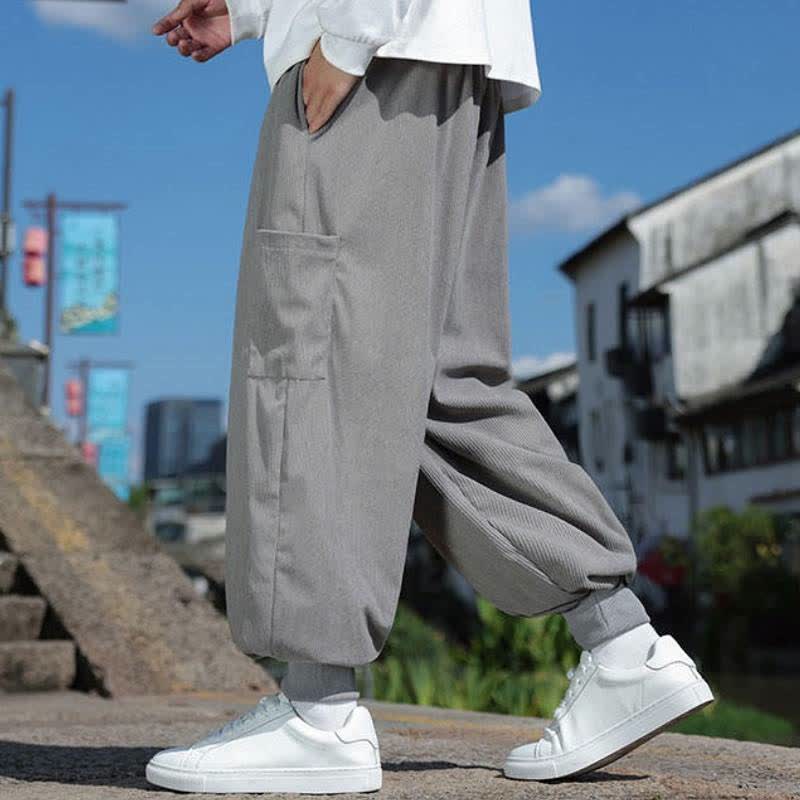Buddha Stones Lässige Vintage-Herrenhose mit Kordelzug, Knöchellänge und Taschen – ideal für Herbst und Winter - image 21