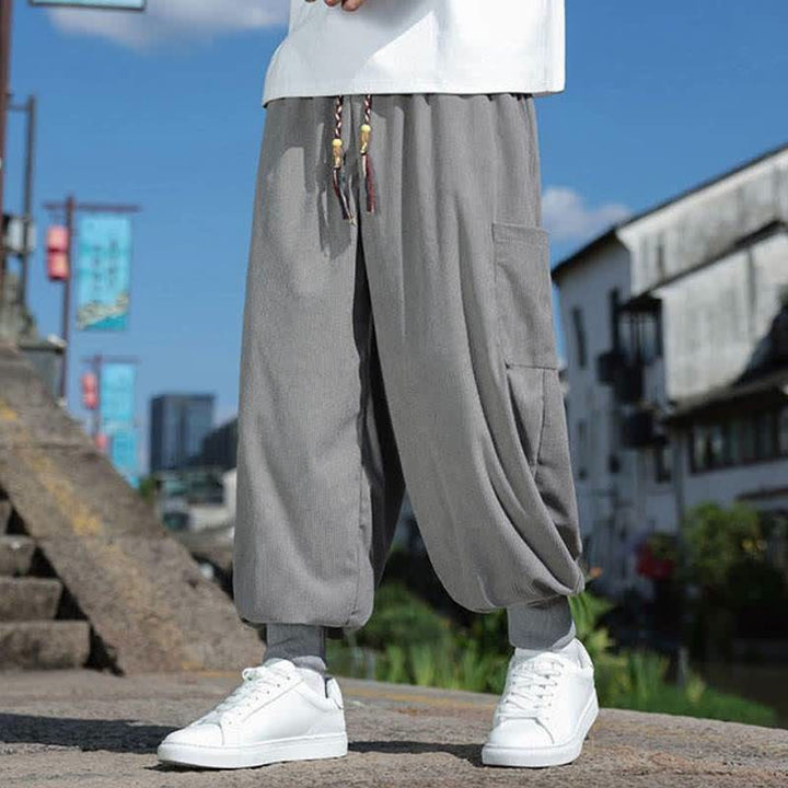 Buddha Stones Lässige Vintage-Herrenhose mit Kordelzug, Knöchellänge und Taschen – ideal für Herbst und Winter - image 20
