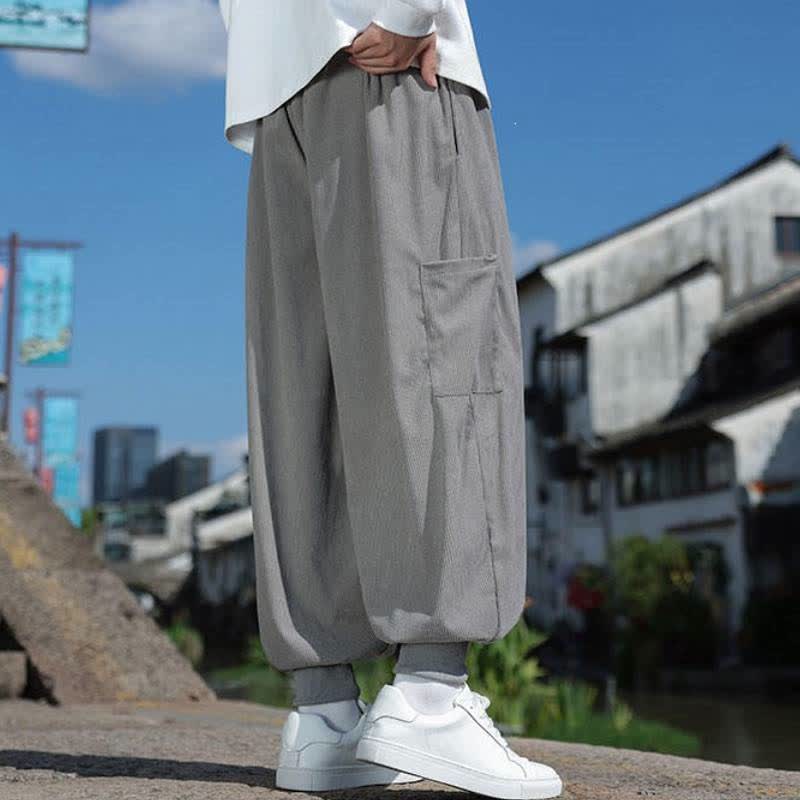 Buddha Stones Lässige Vintage-Herrenhose mit Kordelzug, Knöchellänge und Taschen – ideal für Herbst und Winter - image 19