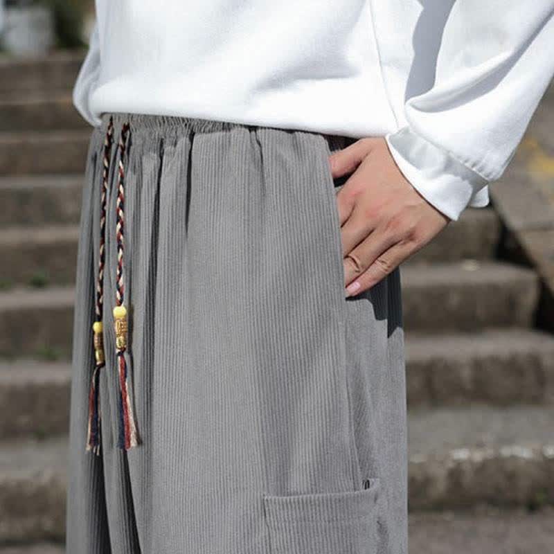Buddha Stones Lässige Vintage-Herrenhose mit Kordelzug, Knöchellänge und Taschen – ideal für Herbst und Winter - image 25