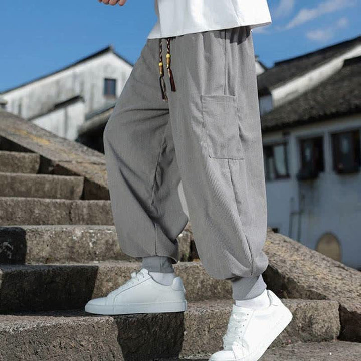 Buddha Stones Lässige Vintage-Herrenhose mit Kordelzug, Knöchellänge und Taschen – ideal für Herbst und Winter - image 22