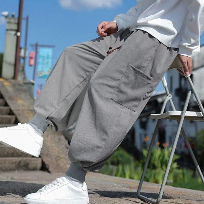 Buddha Stones Lässige Vintage-Herrenhose mit Kordelzug, Knöchellänge und Taschen – ideal für Herbst und Winter - image 23