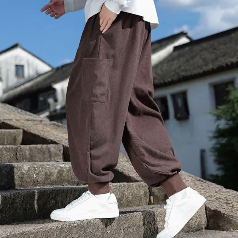 Buddha Stones Lässige Vintage-Herrenhose mit Kordelzug, Knöchellänge und Taschen – ideal für Herbst und Winter - image 34