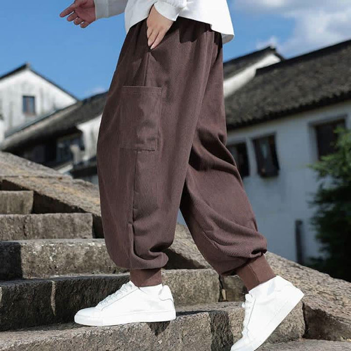 Buddha Stones Lässige Vintage-Herrenhose mit Kordelzug, Knöchellänge und Taschen – ideal für Herbst und Winter - image 34
