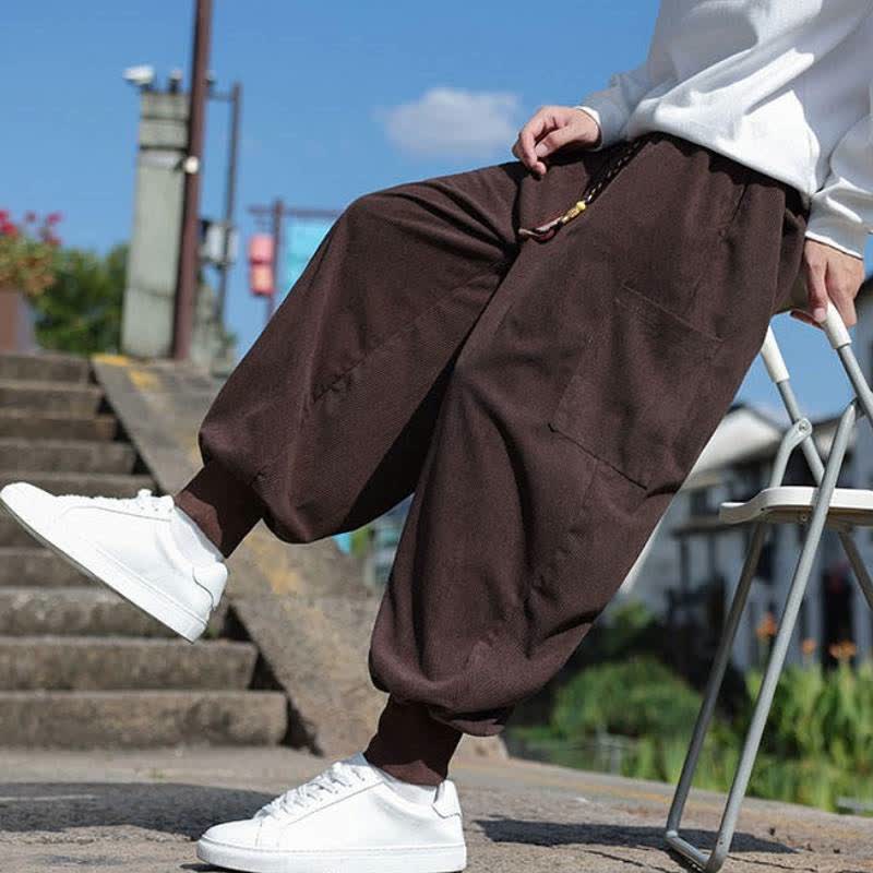 Buddha Stones Lässige Vintage-Herrenhose mit Kordelzug, Knöchellänge und Taschen – ideal für Herbst und Winter - image 35