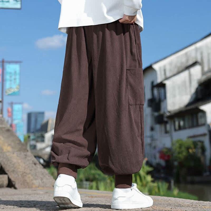 Buddha Stones Lässige Vintage-Herrenhose mit Kordelzug, Knöchellänge und Taschen – ideal für Herbst und Winter - image 32