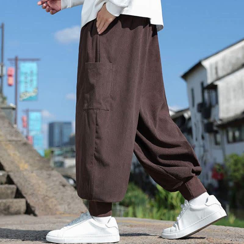 Buddha Stones Lässige Vintage-Herrenhose mit Kordelzug, Knöchellänge und Taschen – ideal für Herbst und Winter - image 31